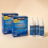 Set Minoxidil 5%: cajas y frascos con gotero